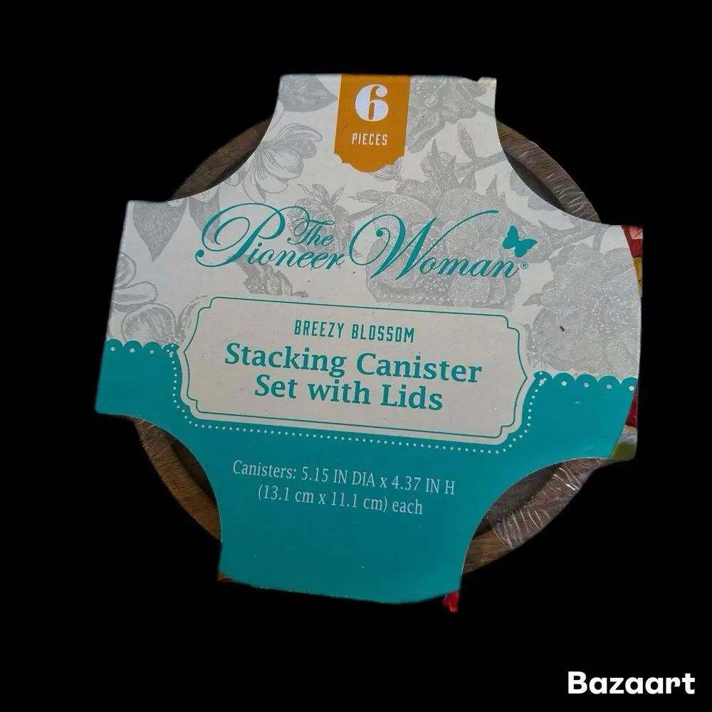 NEW Pioneer Woman Stackable 3-Piece Stoneware China Canister Set Floral Medley